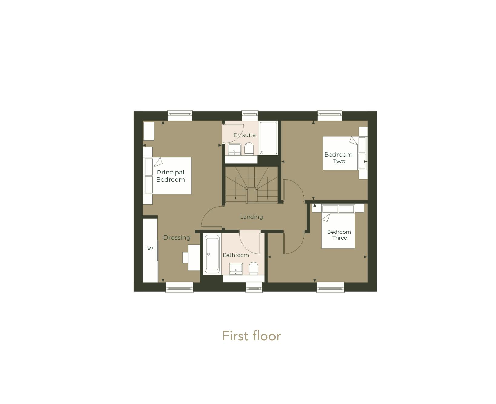 Caption: the first floor plan of a house