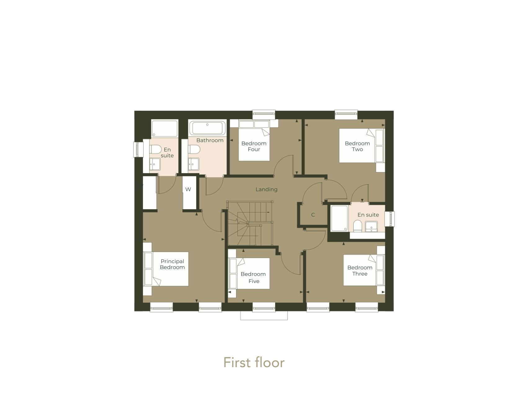 Caption: the first floor plan of a house