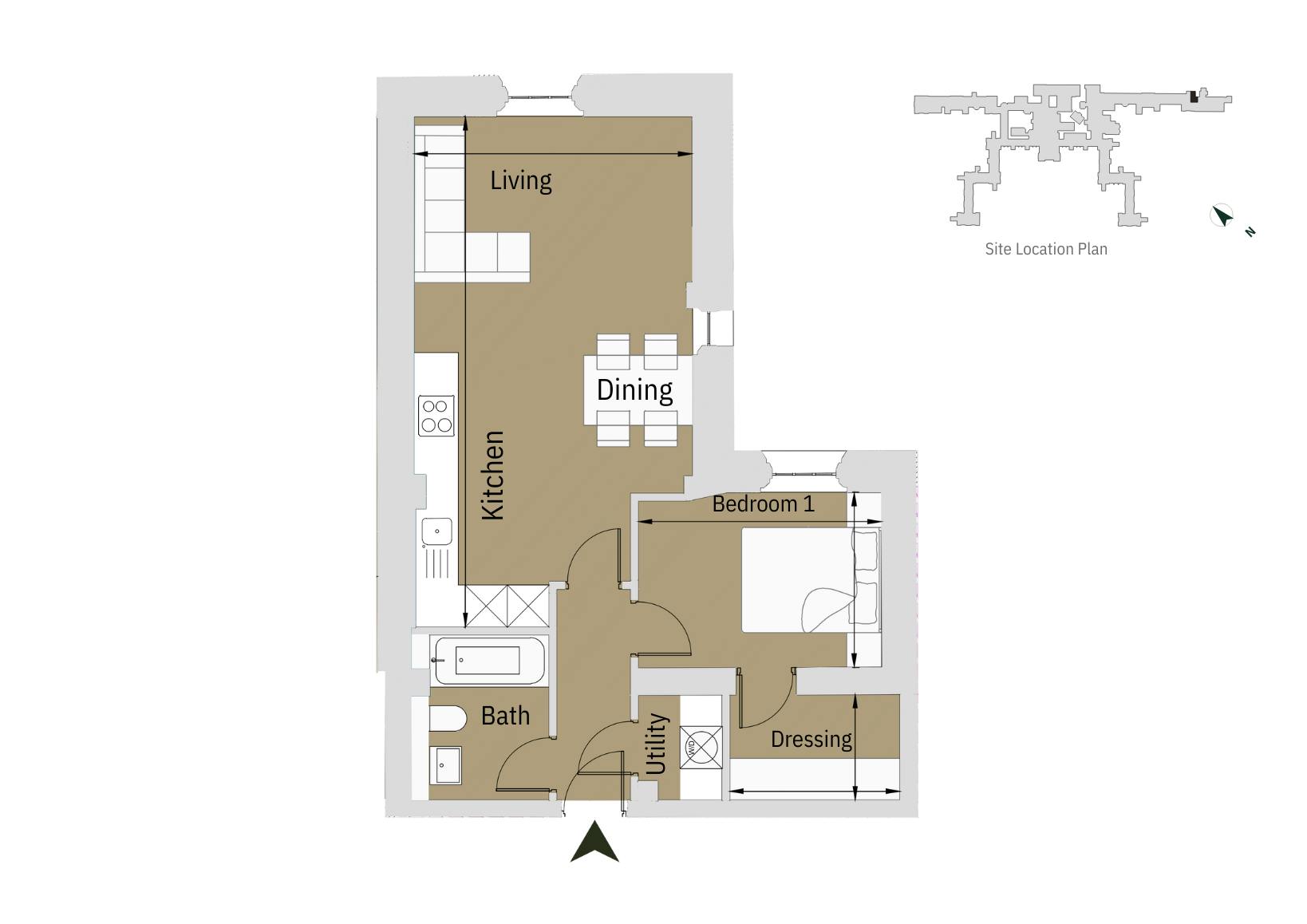 Caption: a floor plan of a two bedroom apartment