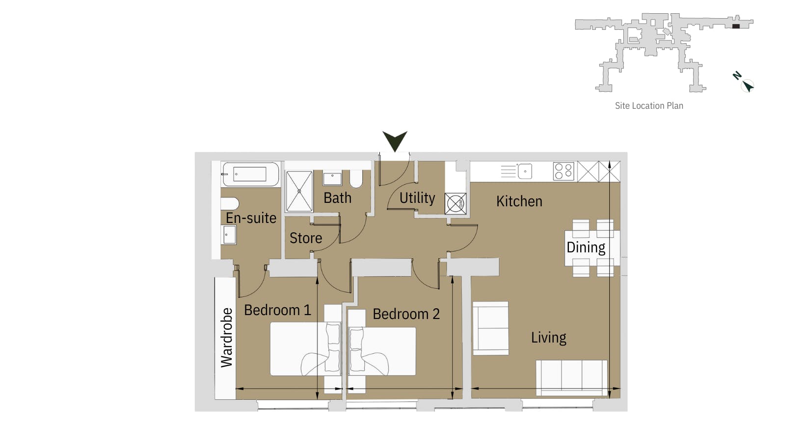 Caption: a floor plan of a two bedroom apartment