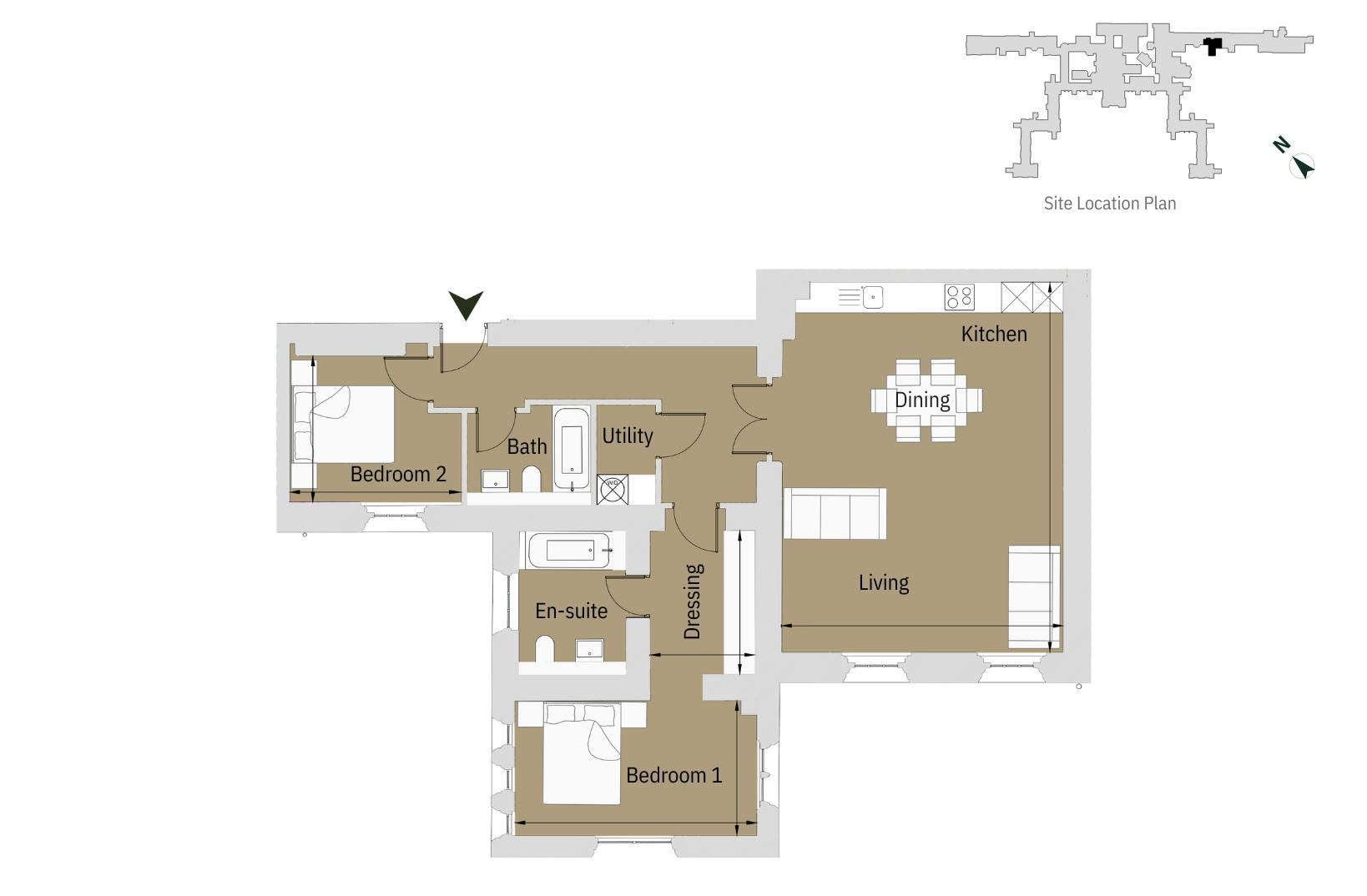 Caption: a floor plan of a two bedroom apartment