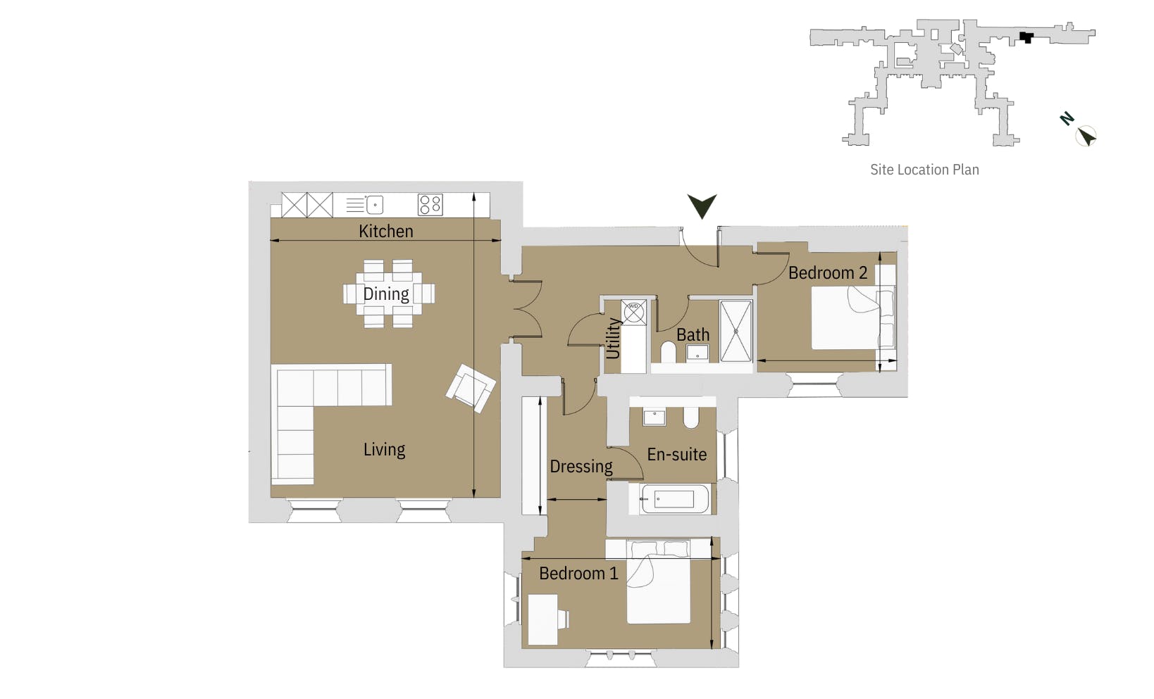 Caption: a floor plan of a two bedroom apartment