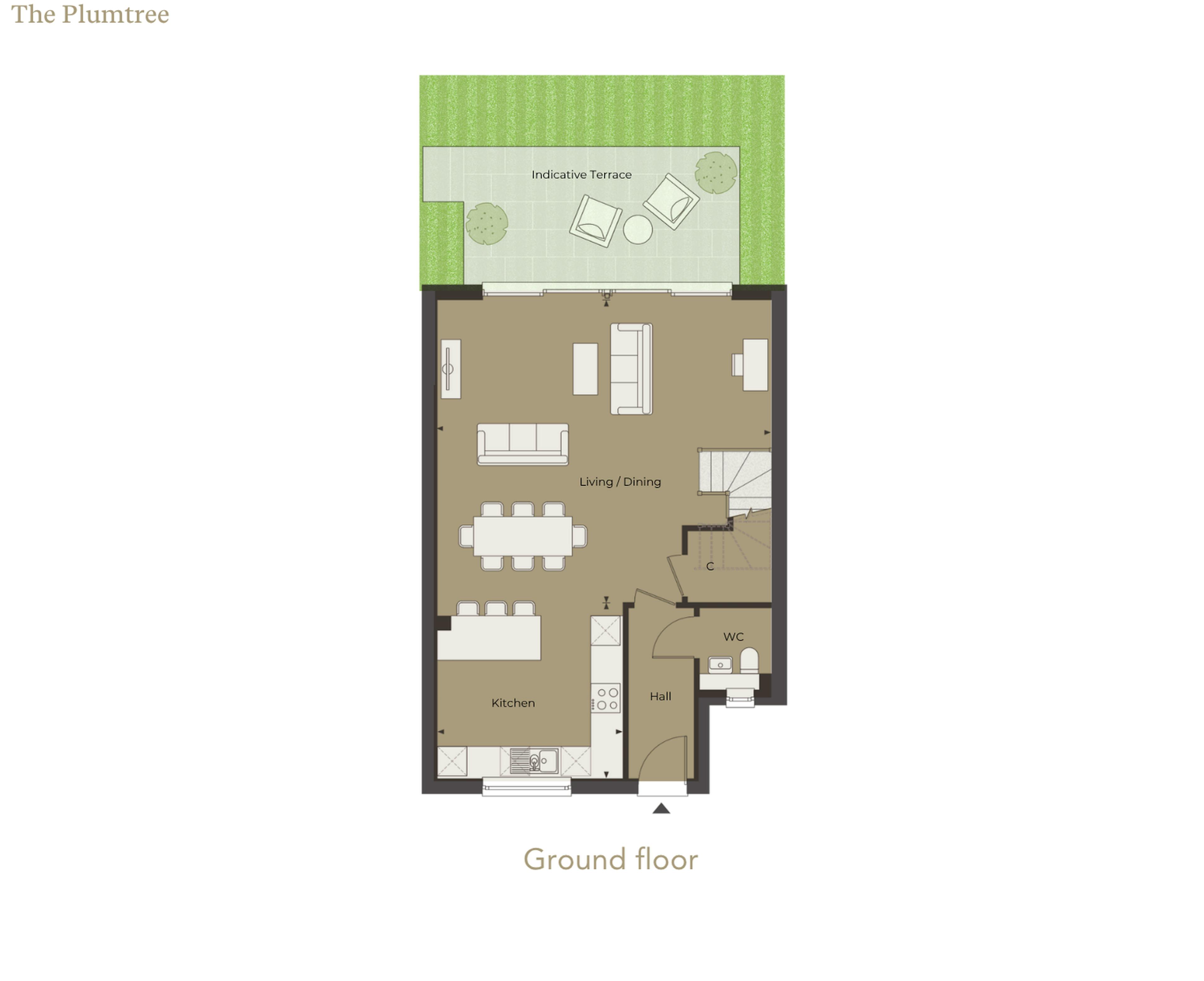 Caption: a floor plan of a house with a green roof