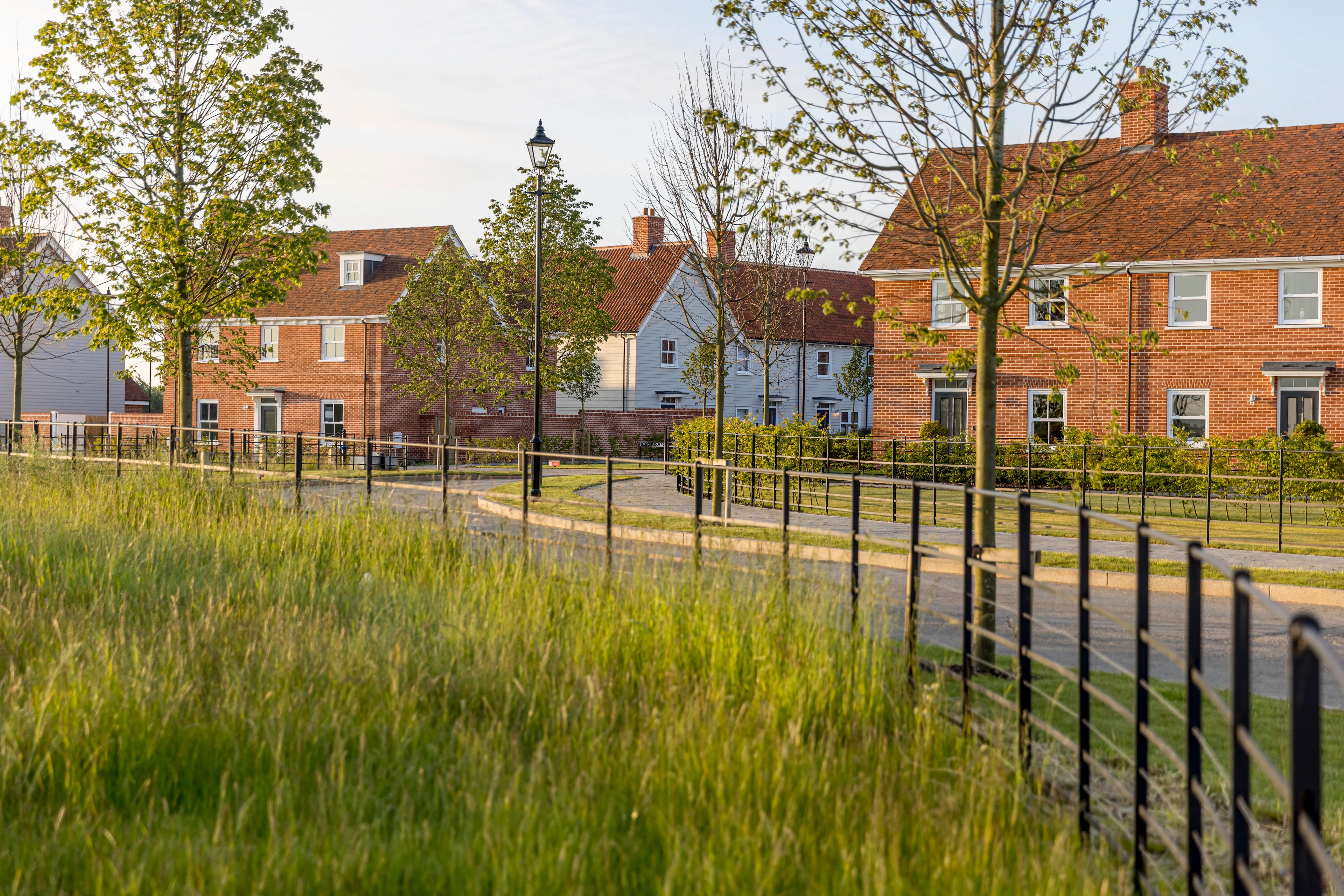 Caption: a row of houses in a residential area