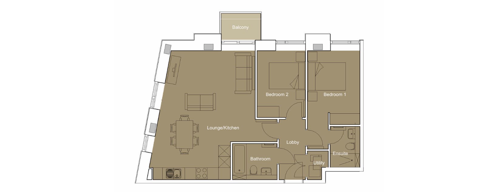 Caption: the floor plan of a two bedroom apartment