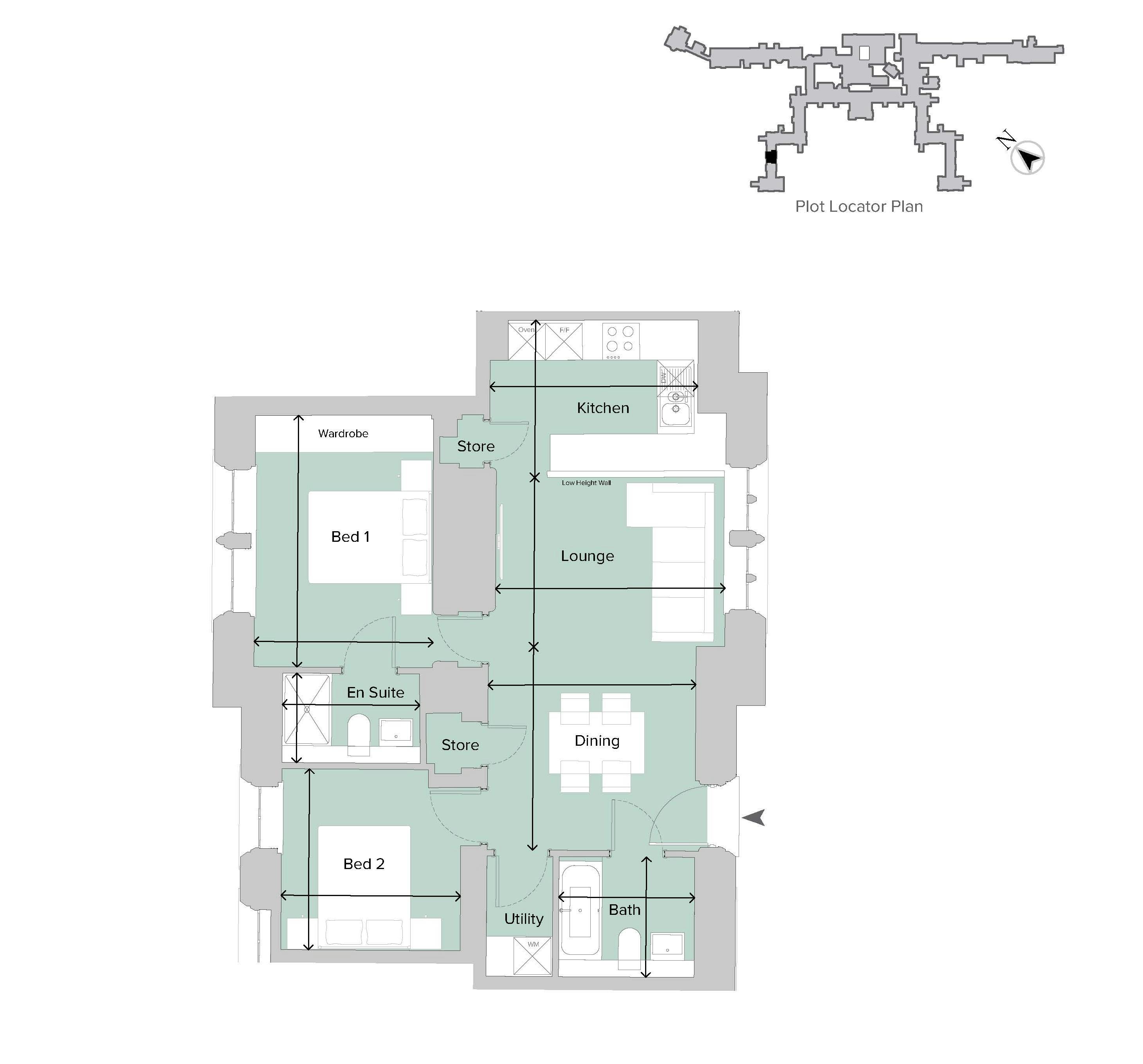 Caption: the floor plan of a two bedroom apartment