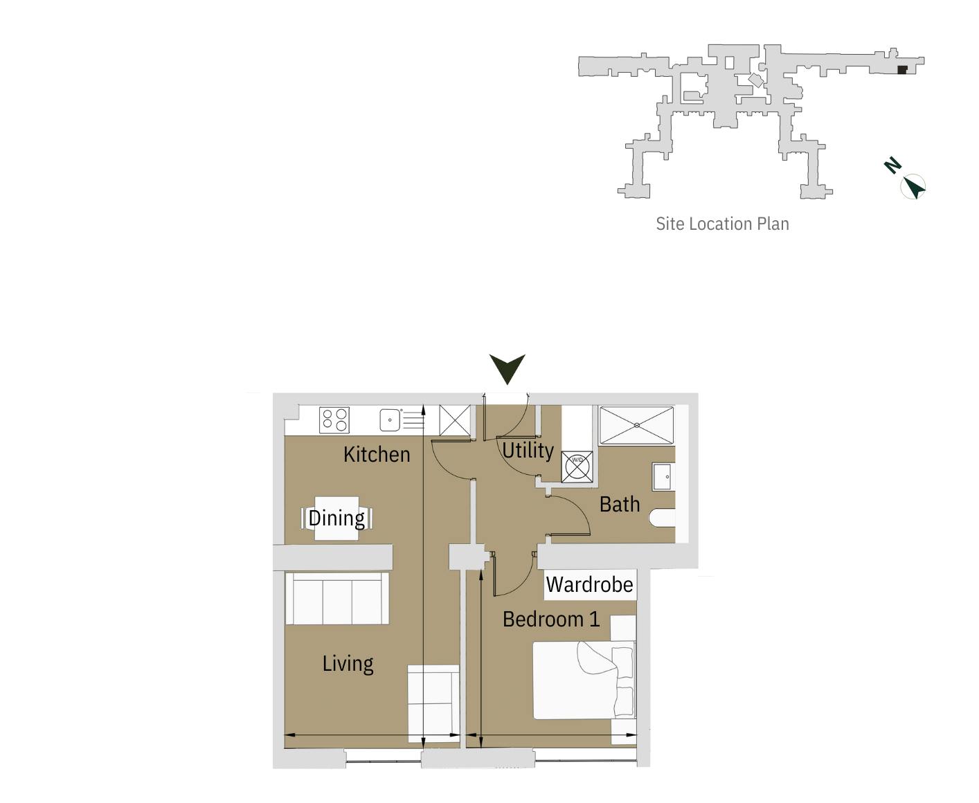 Caption: a floor plan of a two bedroom apartment