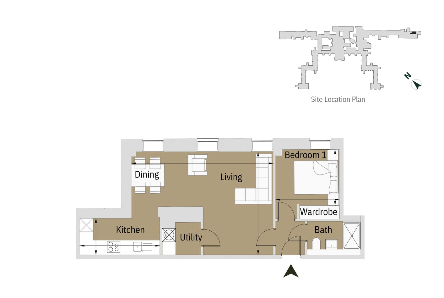 Caption: a floor plan of a two bedroom apartment