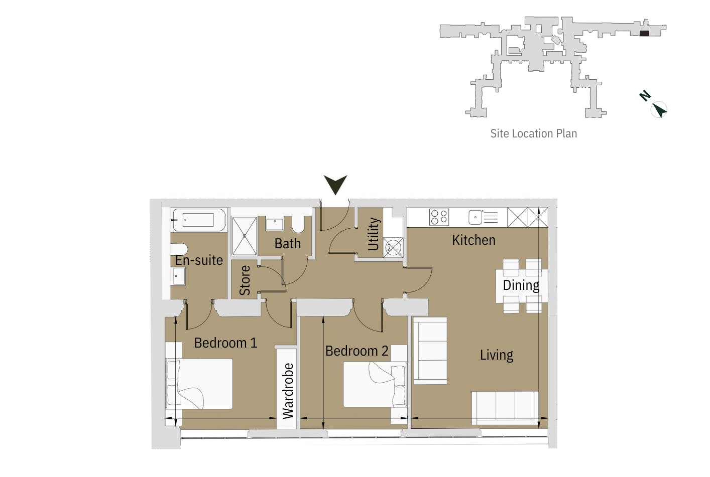 Caption: a floor plan of a two bedroom apartment