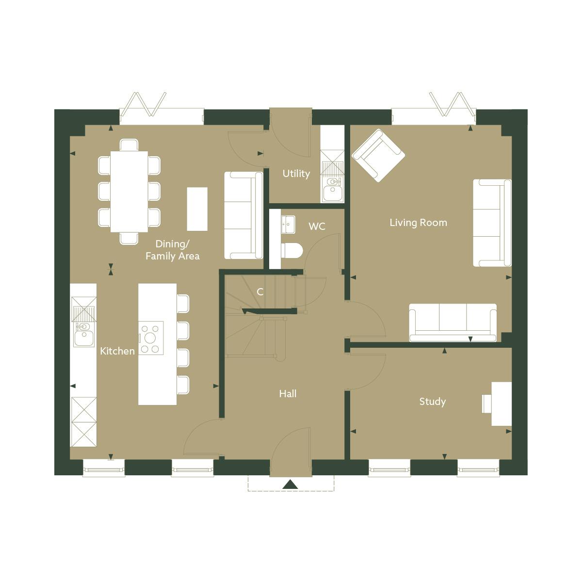 Caption: a floor plan of a small apartment