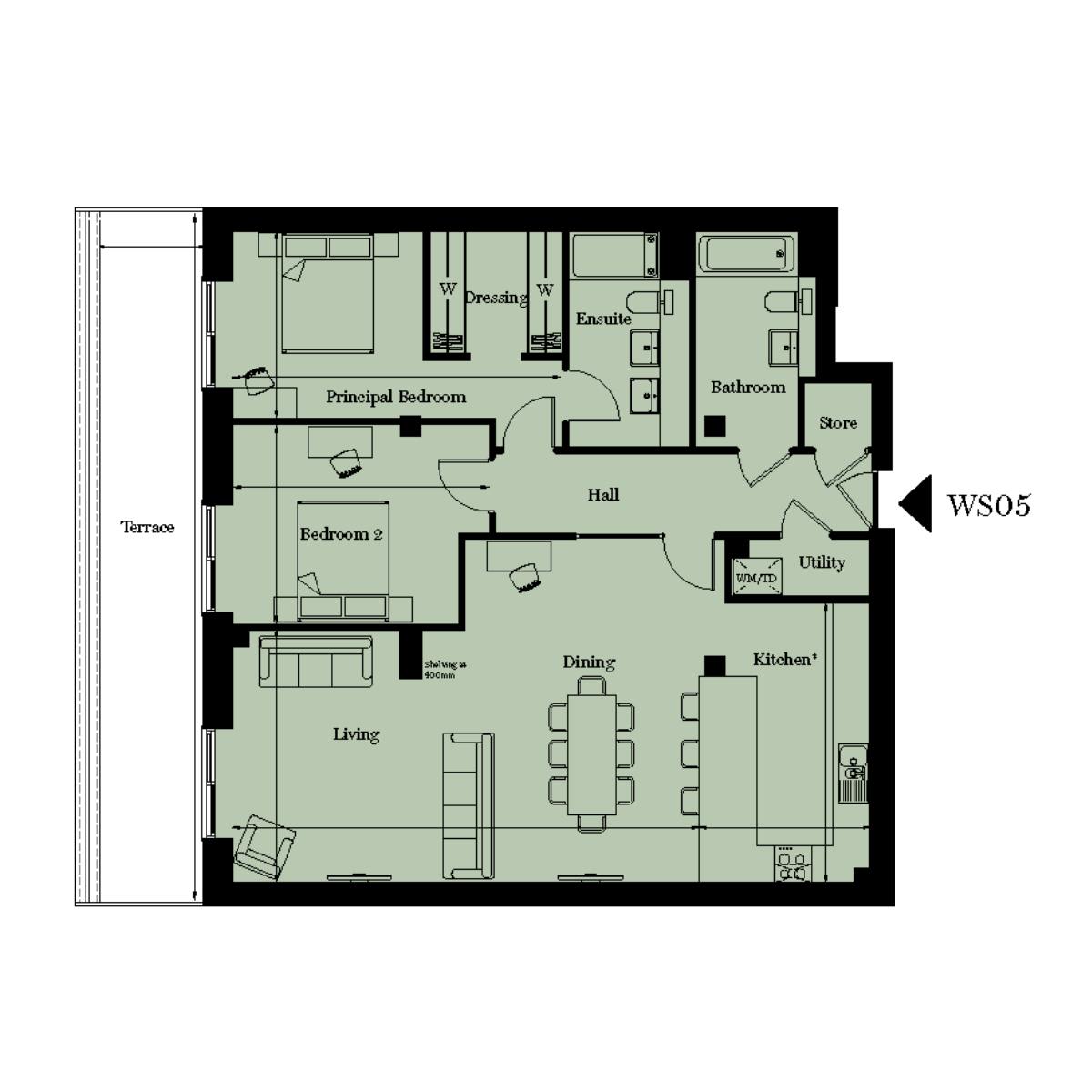 Caption: a floor plan of a two bedroom apartment