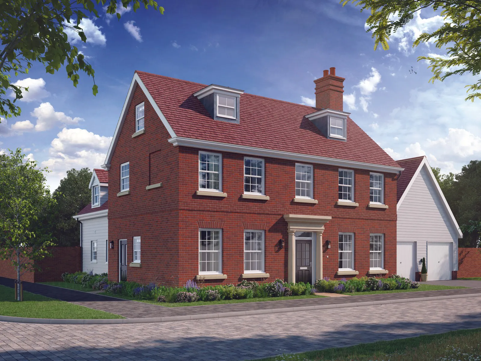 An impressive three storey brick home with a double garage