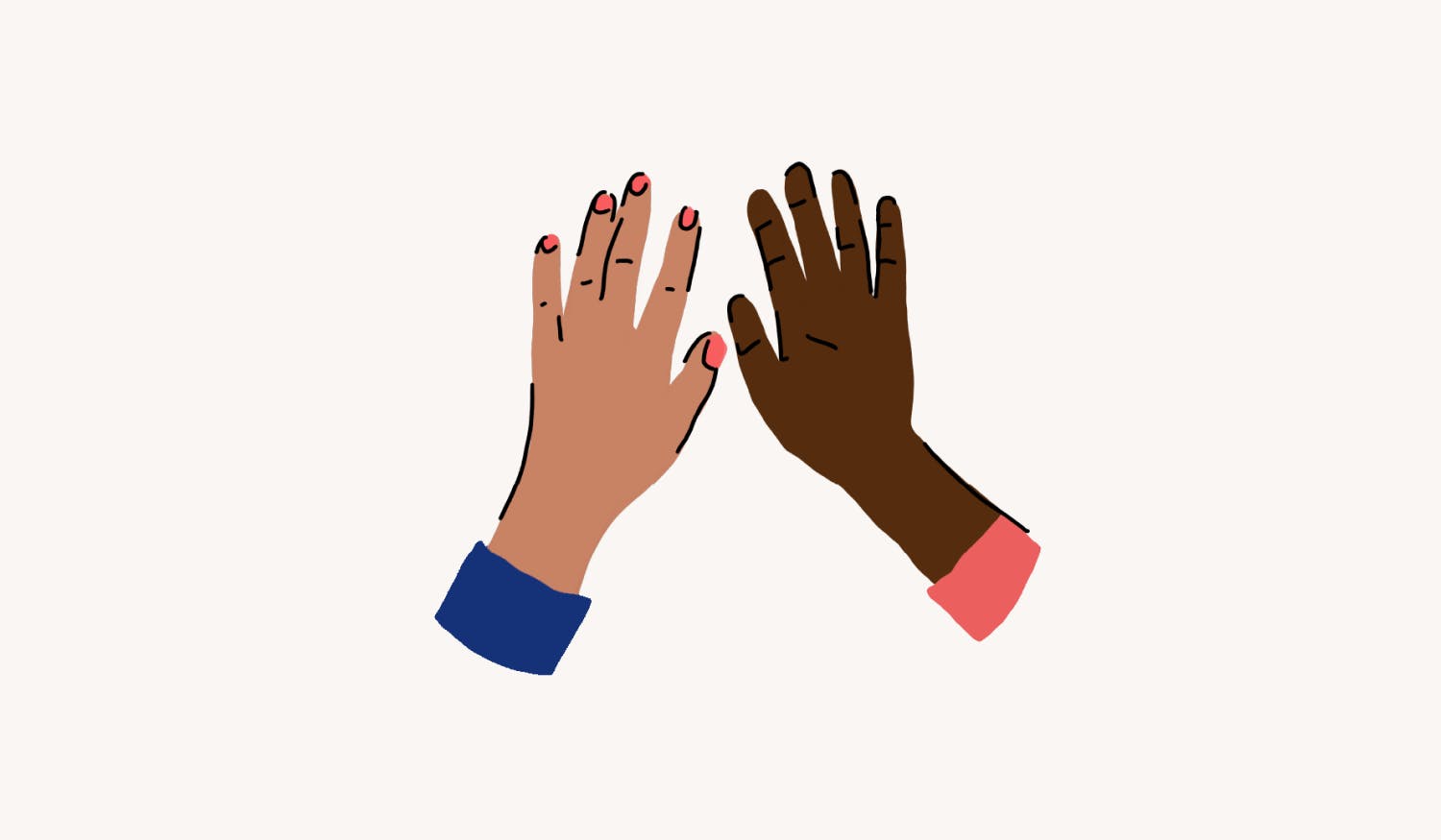 Multicolor illustration of to hands together.