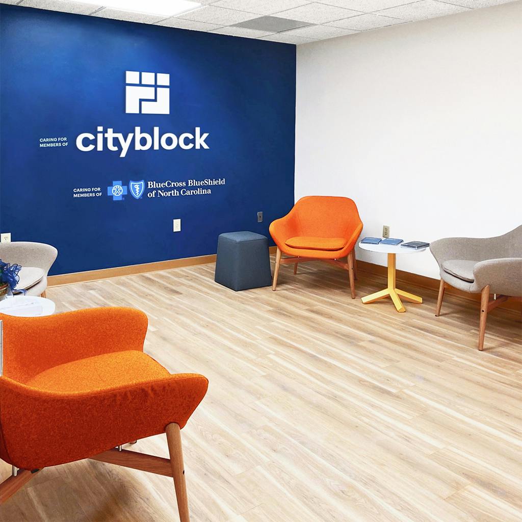 Waiting reception room at Cityblock High Point, North Carolina