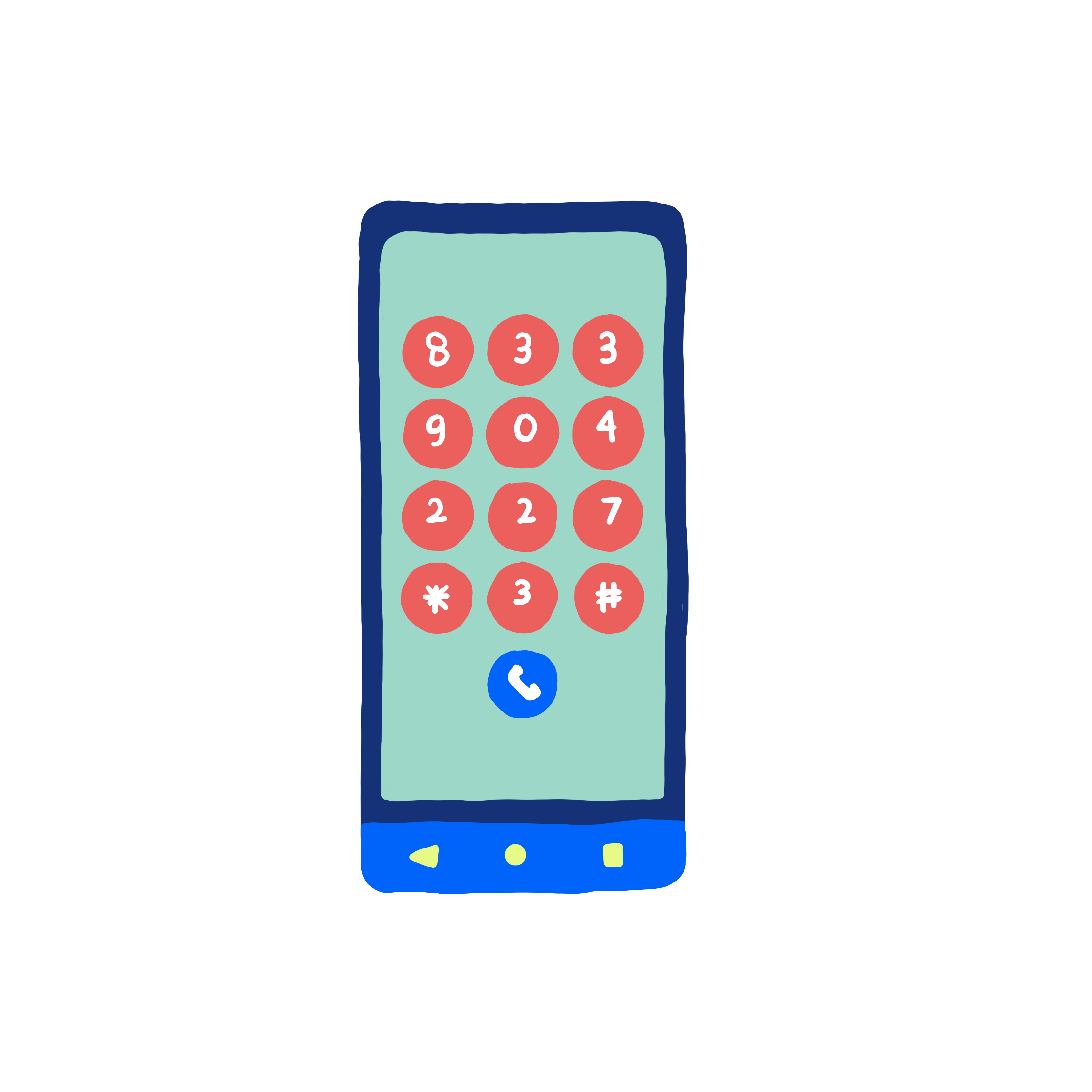 Multicolor illustration of a smartphone. with numbers.