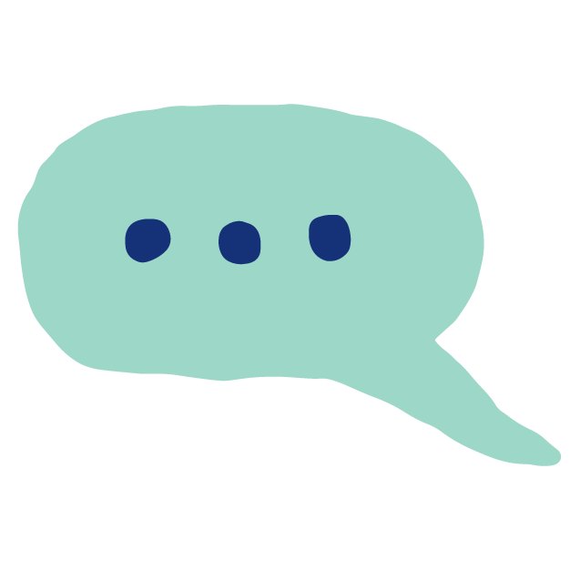 Multicolor illustration of a speech bubble.