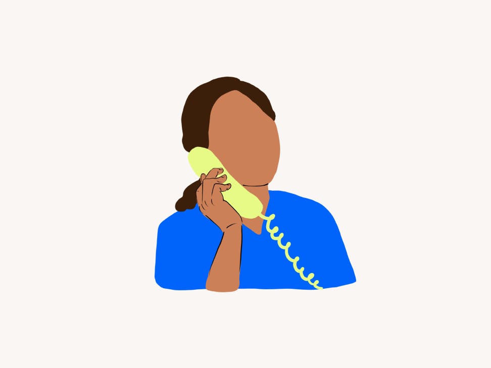 Multicolor illustration of person on the phone