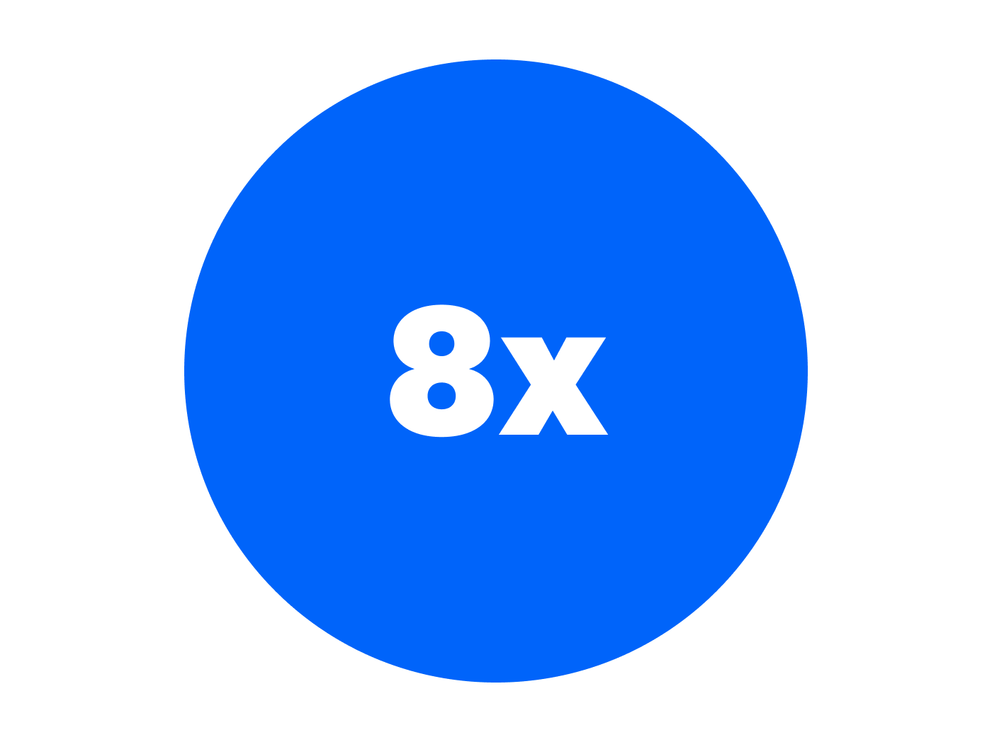 Blue illustration of circle with 8x