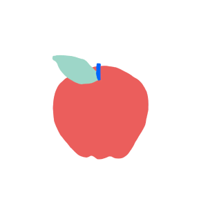 Multicolor illustration of red apple with multicolor stem.