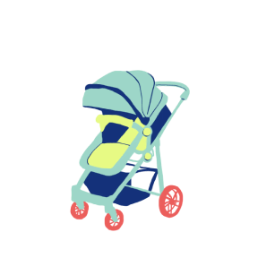 Multicolor baby stroller icon