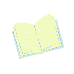 Illustration of a florescent yellow book open