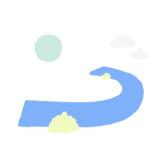 Multicolor illustration of a road with a curve.