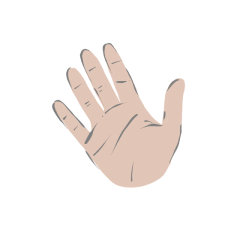 Illustration of a tan color hand waving.