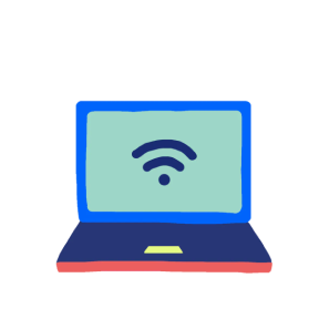 Multicolor illustration of a laptop computer.