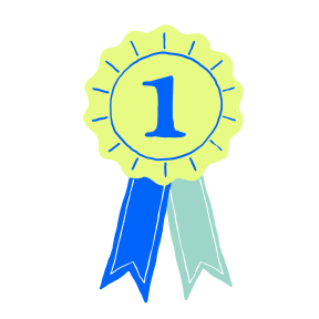 Multicolor number one badge icon