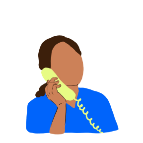 Multicolor illustration of person on a the phone.