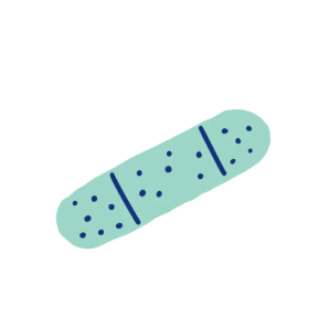 Multicolor illustration of a bandage.