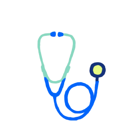 Multicolor illustration of a stethoscope.