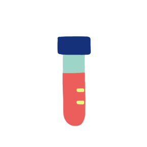 Multicolor illustration of a blood lab sample container.