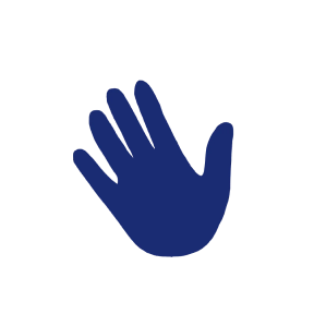 Navy illustration of a waving hand