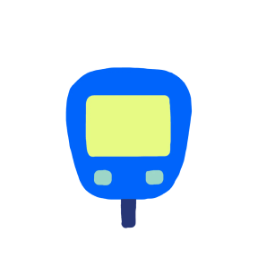 Multicolor illustration of a diabetes blood sugar monitor.