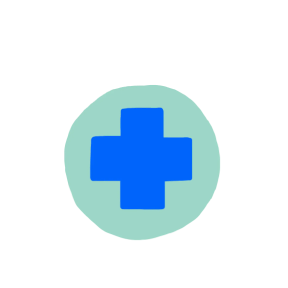 Multicolor illustration of blue cross.