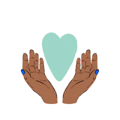 Multicolor illustration of hands with a heart floating