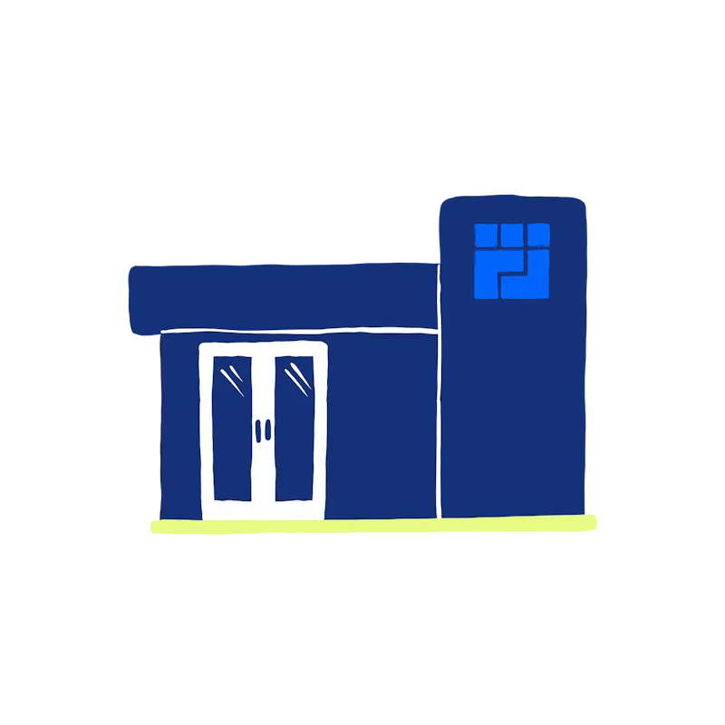 Illustration of blue building with a Cityblock logo