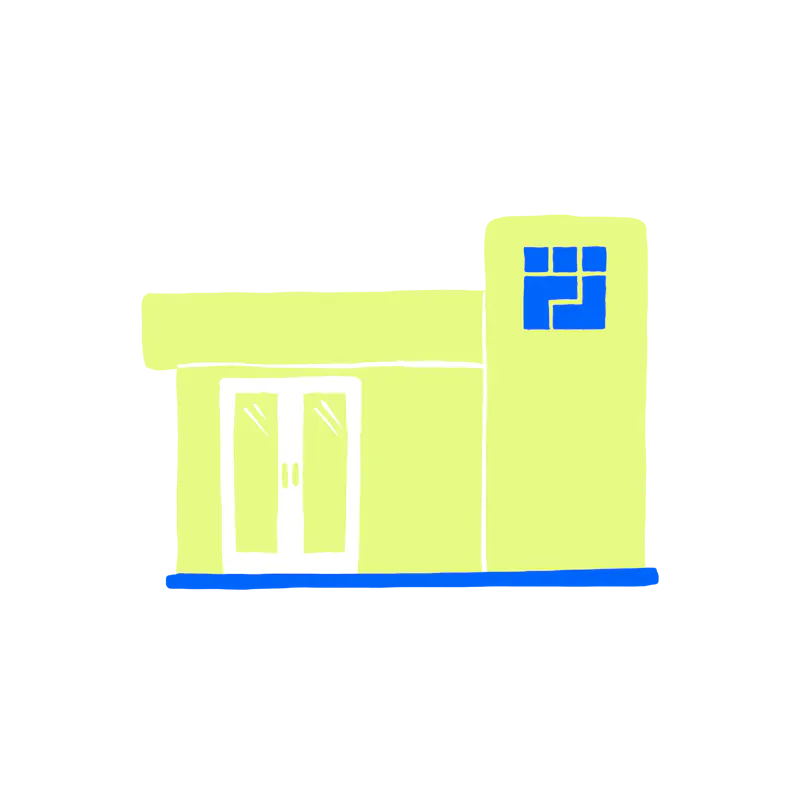 Illustration of a florescent yellow building with a Cityblock logo