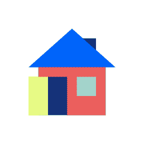 Multi-colored gif of a house