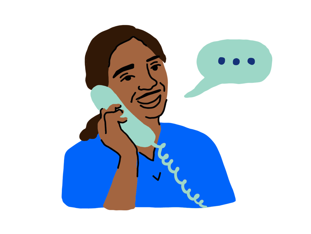 Multi-color illustration of Cityblock employee talking on the phone.