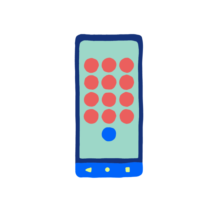 Multi-color illustration of a cell phone