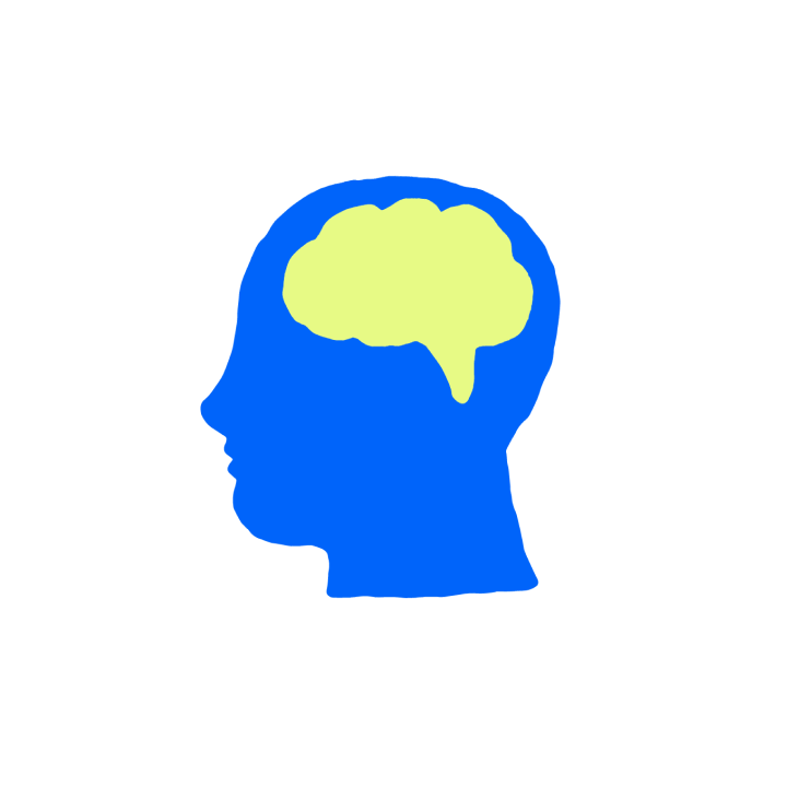 Multi-colored illustration of a head silhouette