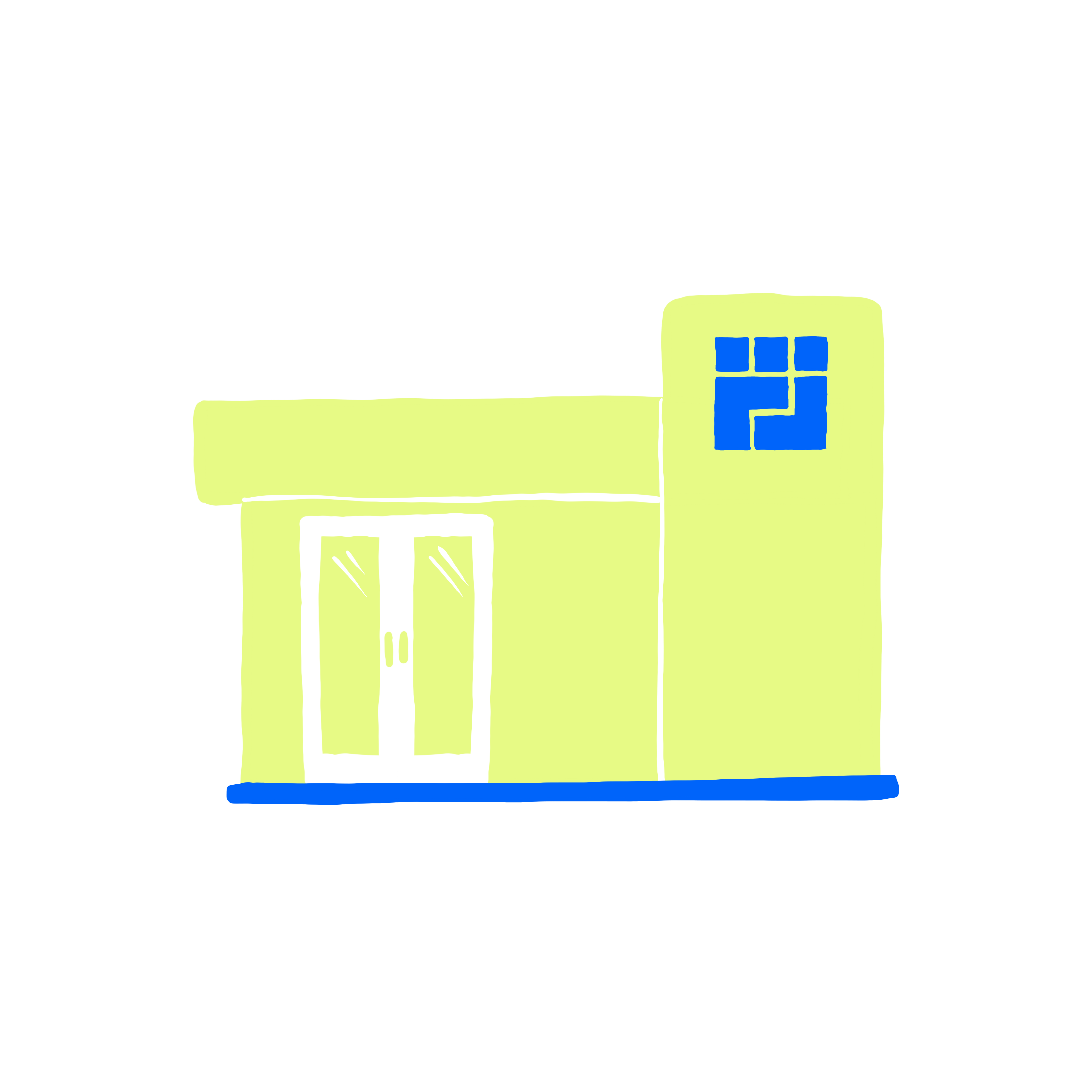 Neon yellow illustration of a building with doors and Cityblock logo.