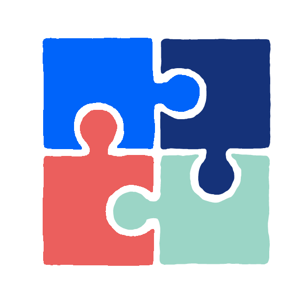 Multi-color illustration of four puzzle pieces.