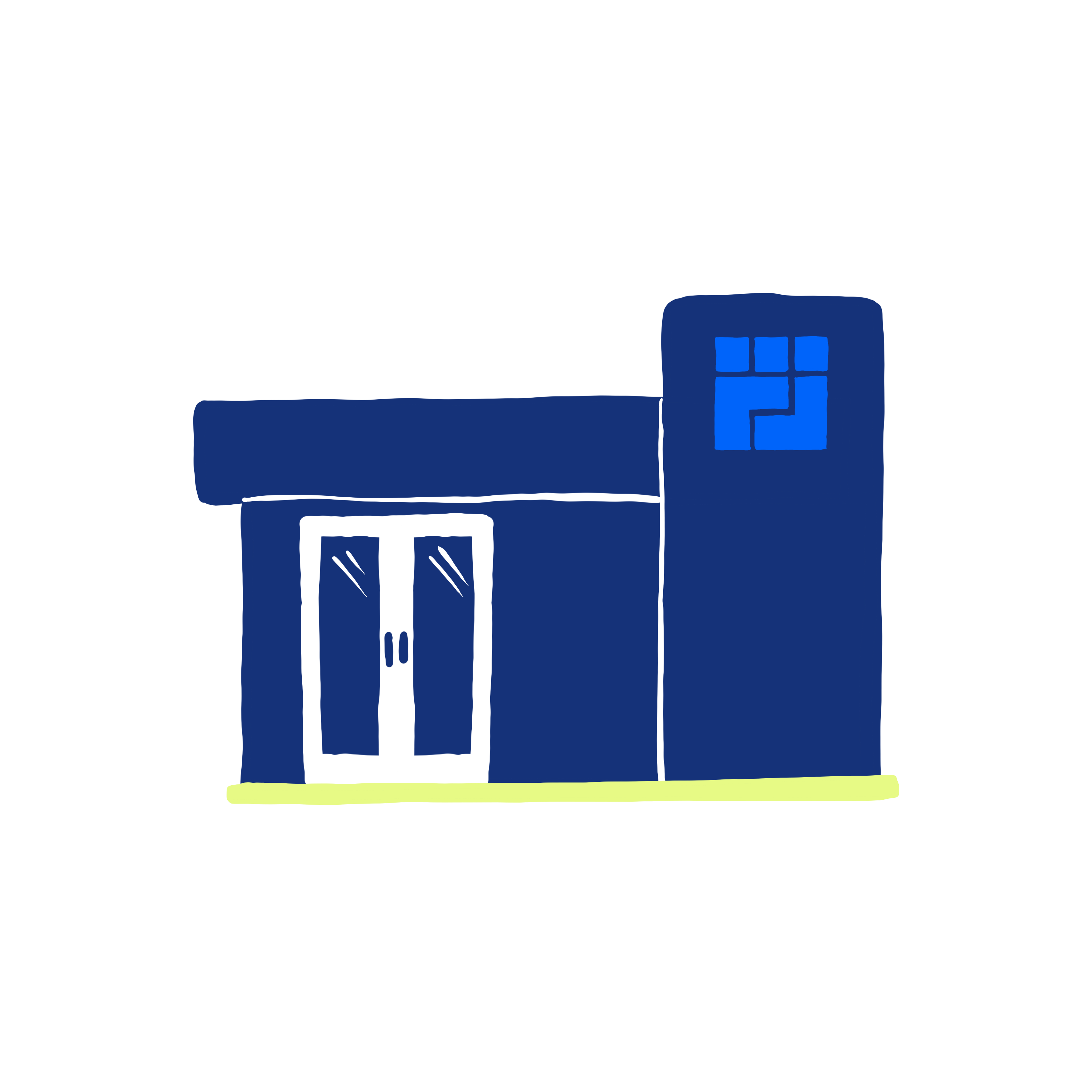 Navy blue illustration of a building with doors and Cityblock logo.