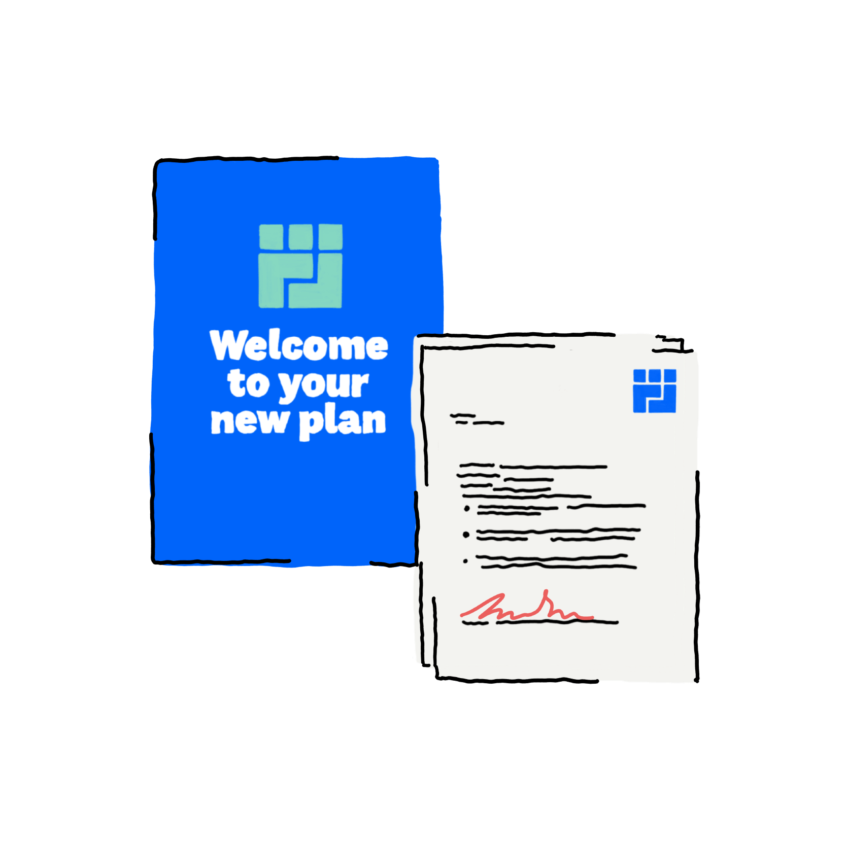 Multicolor Illustration of consent documents.