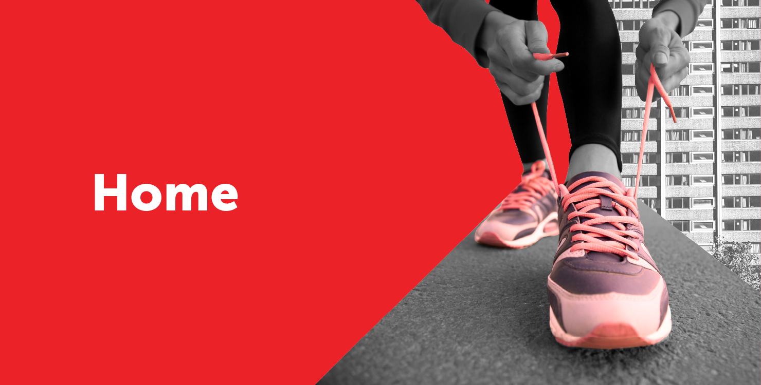 Homepage banner with person lacing up their trainers.