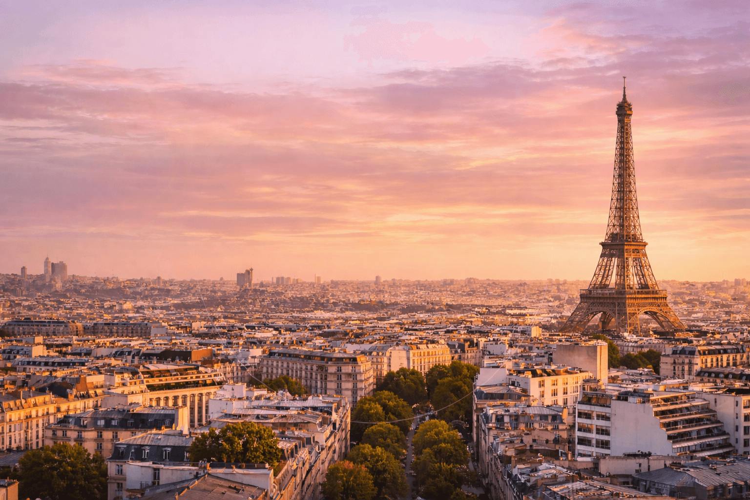 Vista panorámica de Paris al atardecer