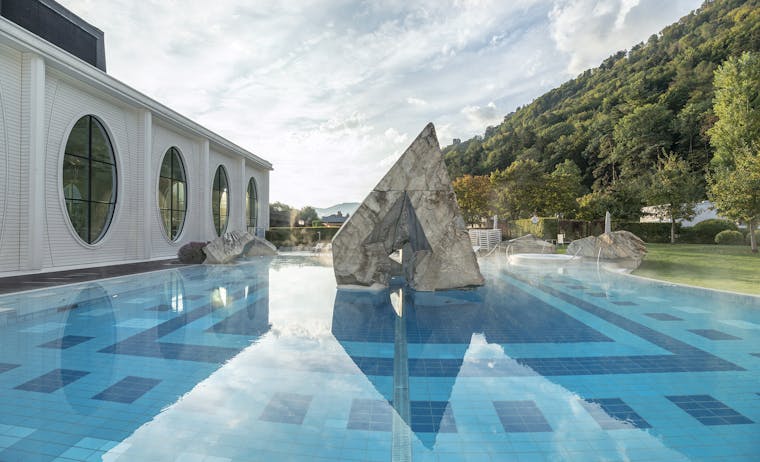 Outside pool of Tamina Therme in Bad Ragaz